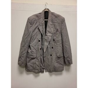 SoHo Collection Blazer Mens 46L Gray Houndstooth Double Breasted Suit Jacket